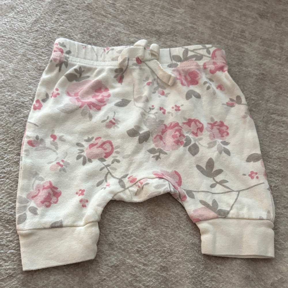 Floral Pink and Gray Kids Sweatpants